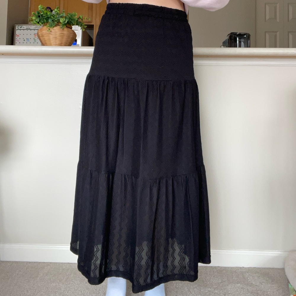 Wild Fable Black Tiered Semi Sheer Maxi Skirt - Women's